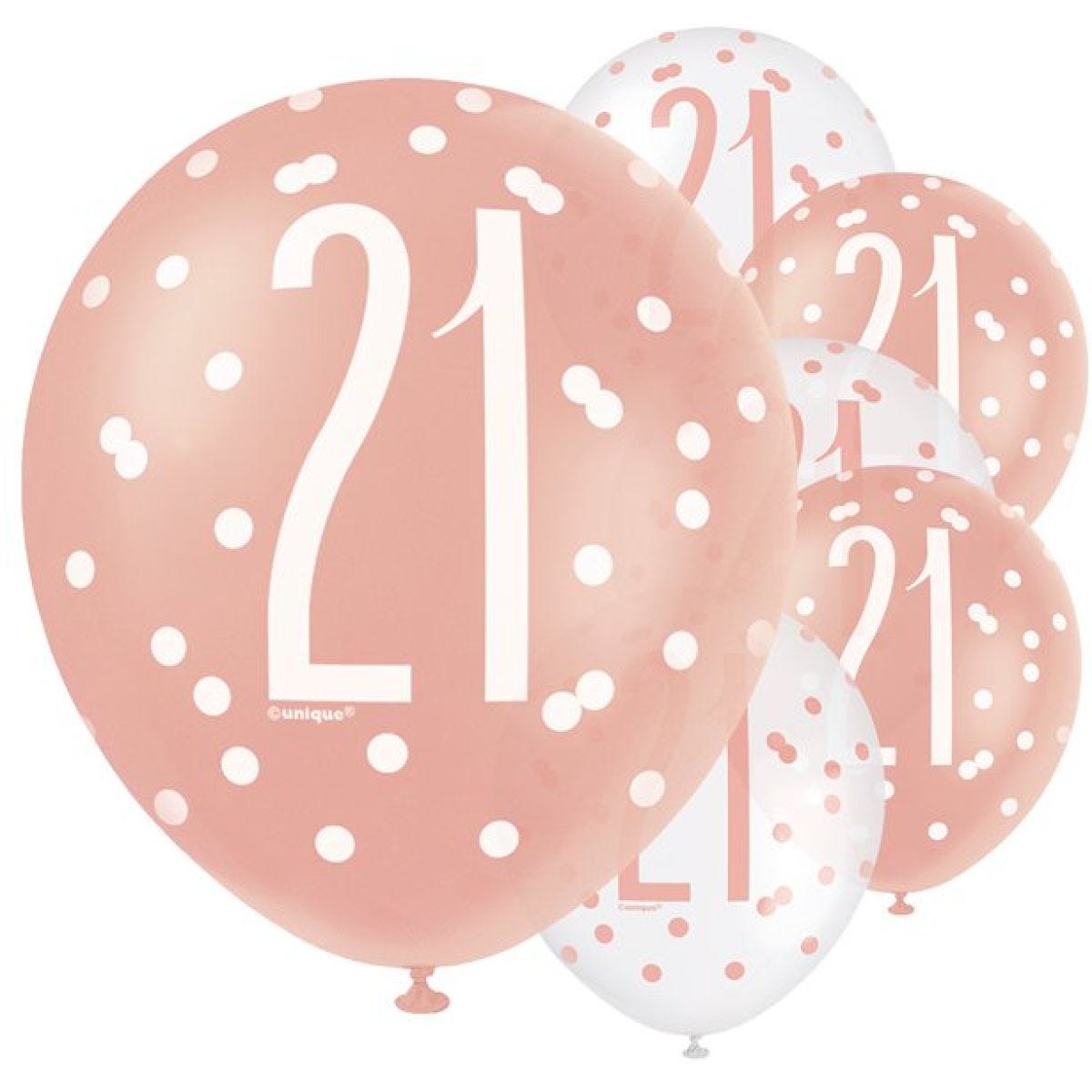 Rose Gold Glitz 21st Birthday Balloons - 12" Latex