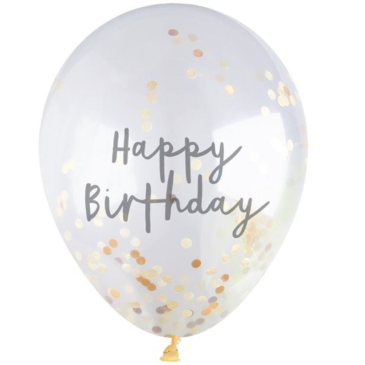 H.Bday Gold Conf Balloons 5pk (Balloons)