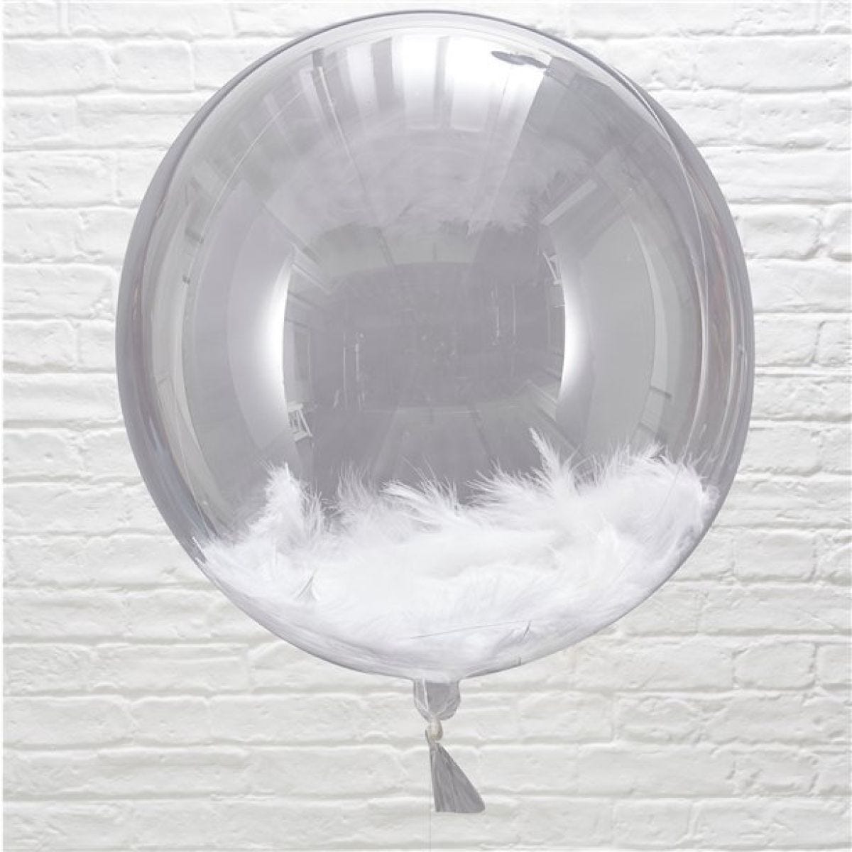 Beautiful Botanics White Feather Filled Orb Balloons - 18"
