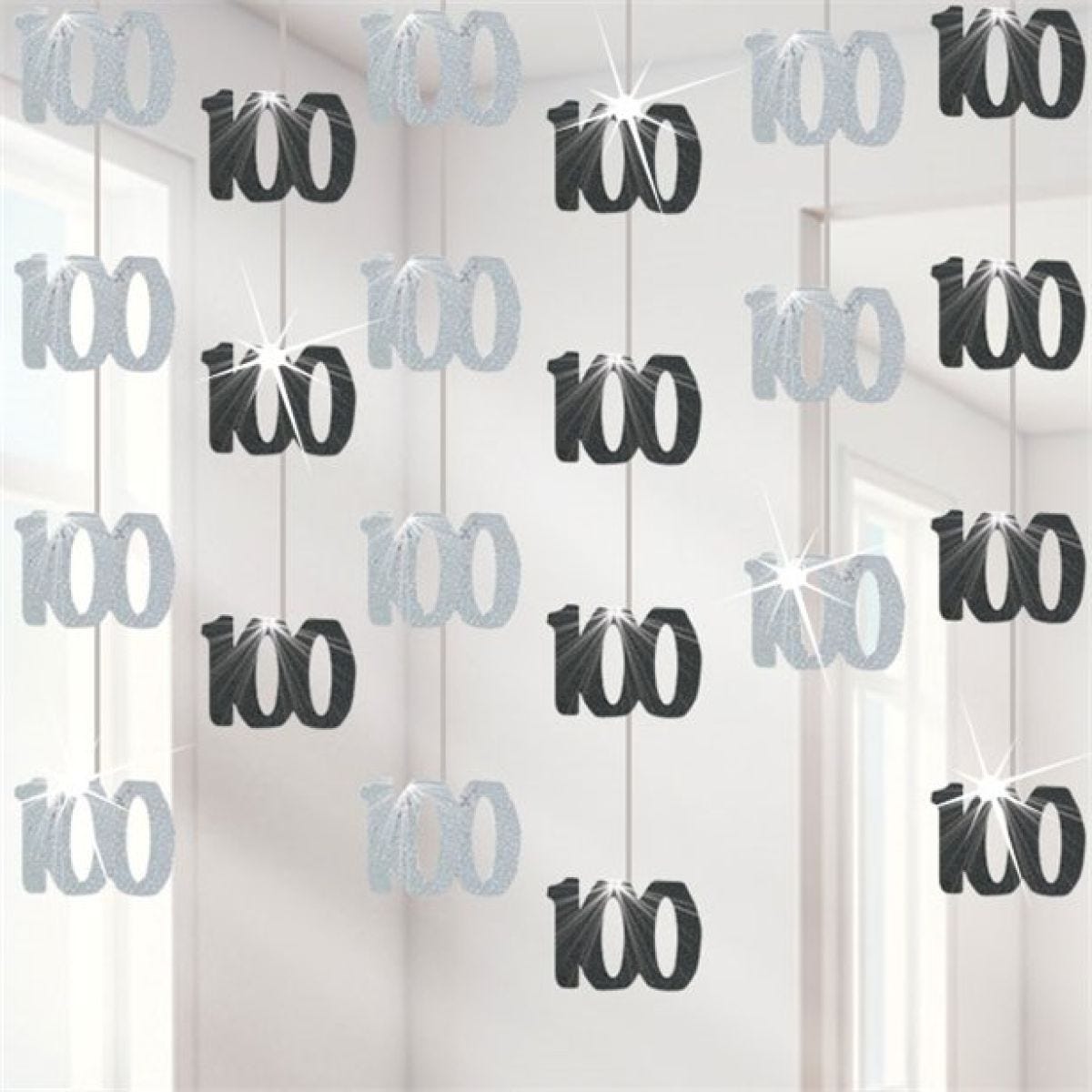 100th Birthday Black Hanging Decorations - 5ft Party Decorations