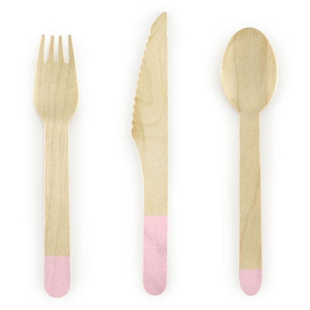 Light Pink Wooden Cutlery Pack - 18pk