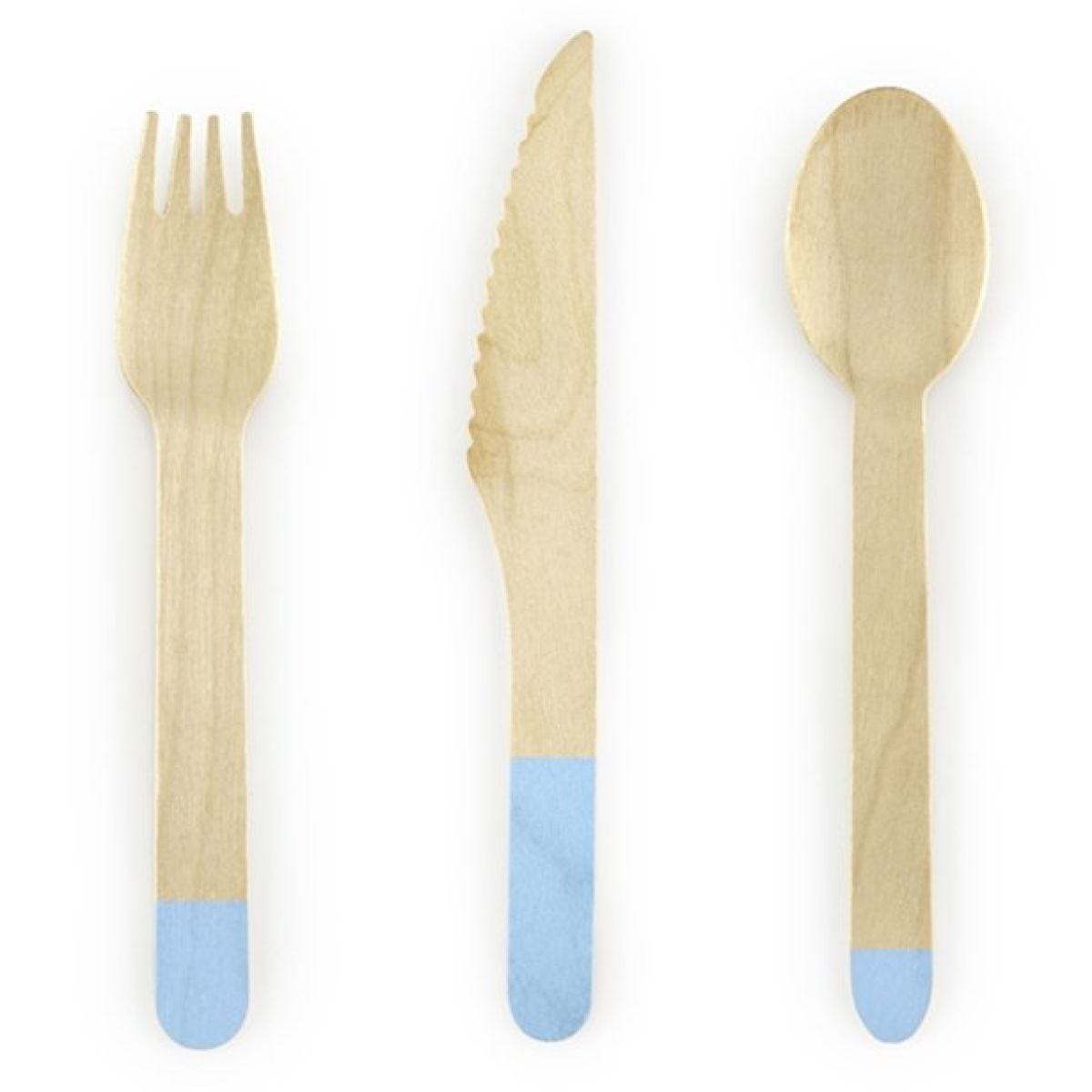 Light Blue Wooden Cutlery Set - 18pk