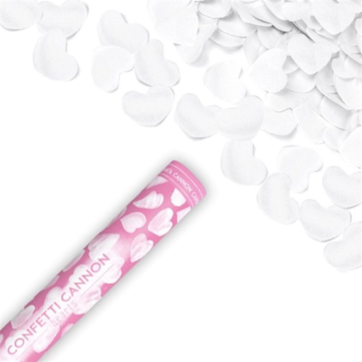 White Hearts Confetti Cannon - 60cm