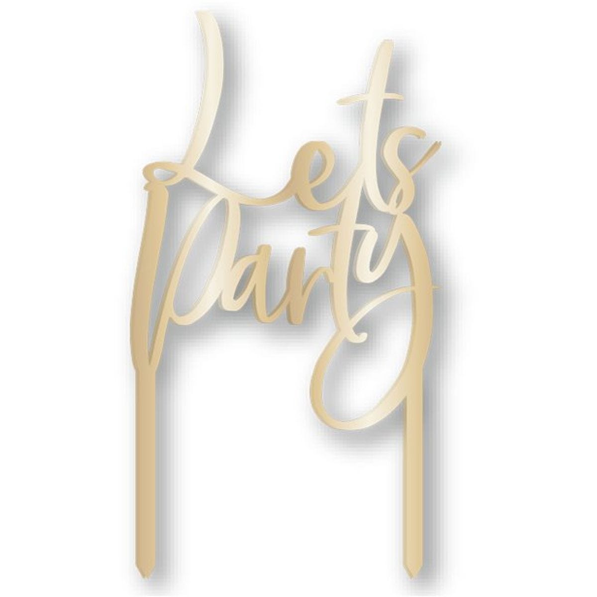 Gold Metallic Let&apos;s Party Cake Topper - 18cm