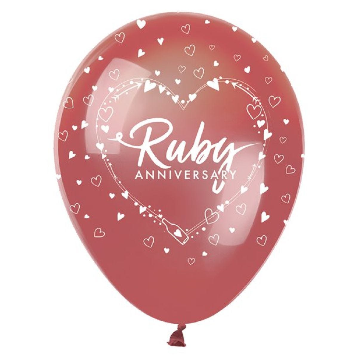 40th Ruby Wedding Anniversary Balloons - 12" Latex