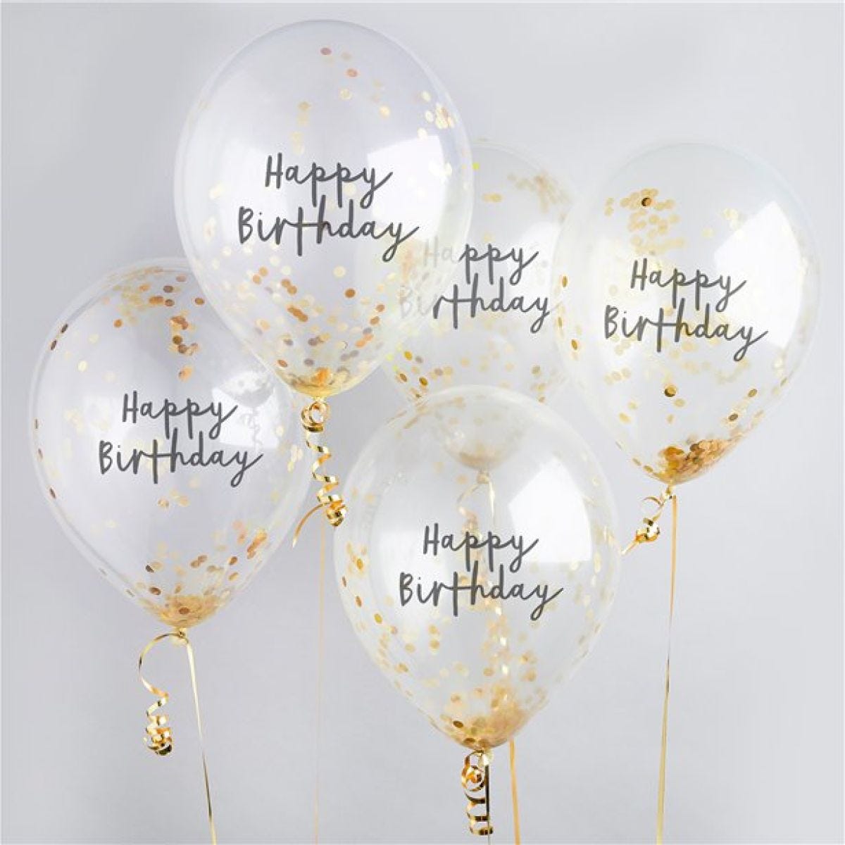 H.Bday Gold Conf Balloons 5pk (Balloons)