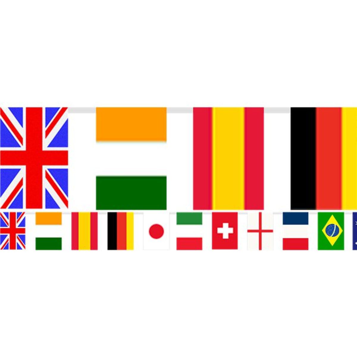 Multi Nations Flags Plastic Bunting - 7m