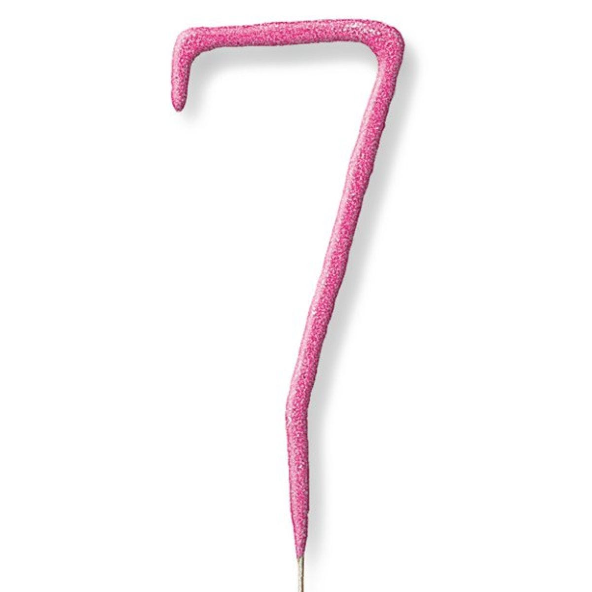 Pink Number 7 Sparkler Candle - 7"