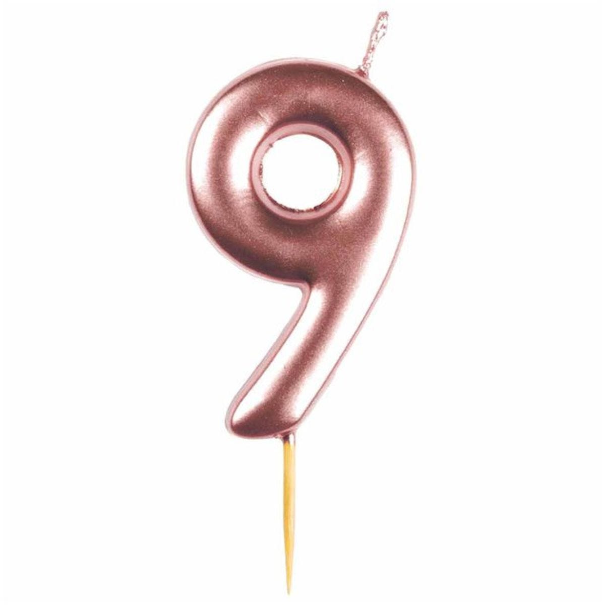 Number 9 Rose Gold Candle