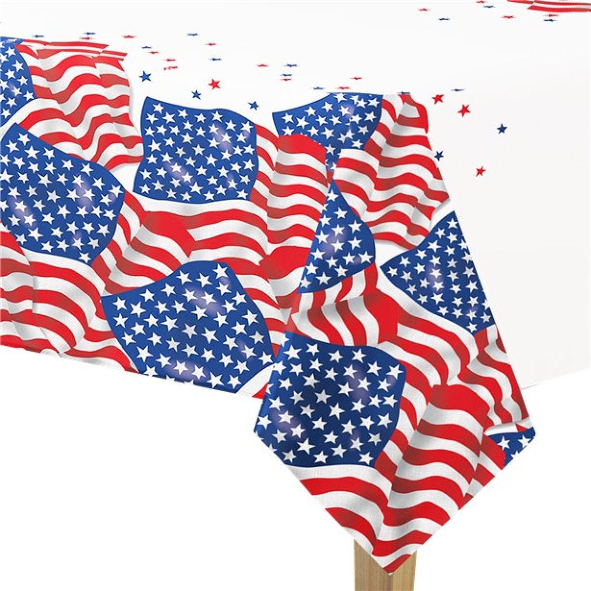 American Flag Plastic Table Cover -1.37m x 2.13m