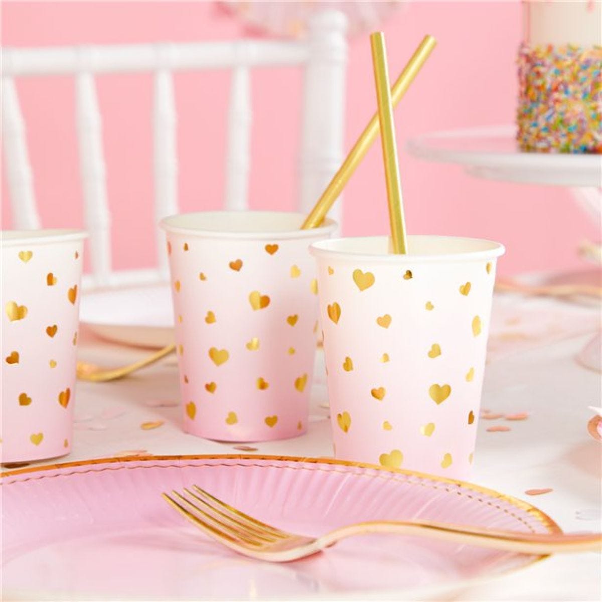 1st Birthday Pink Paper Cups - 250ml