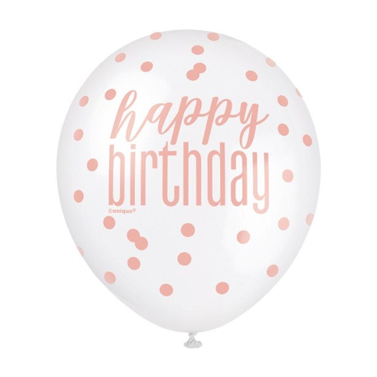 Rose Gold Glitz Happy Birthday Balloons - 12" Latex