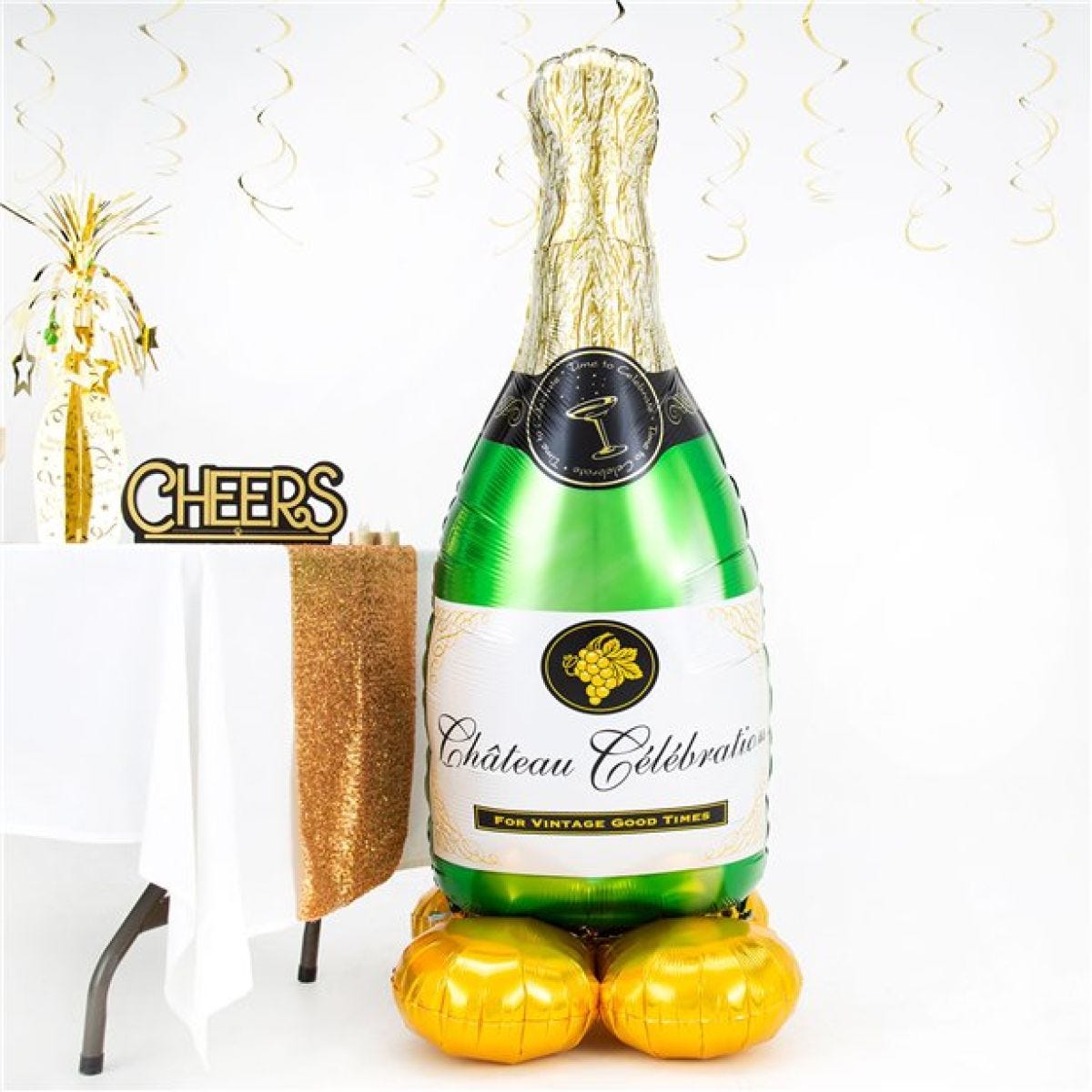 Champagne Bottle Air Fill Foil AirLoonz Balloon - 60"