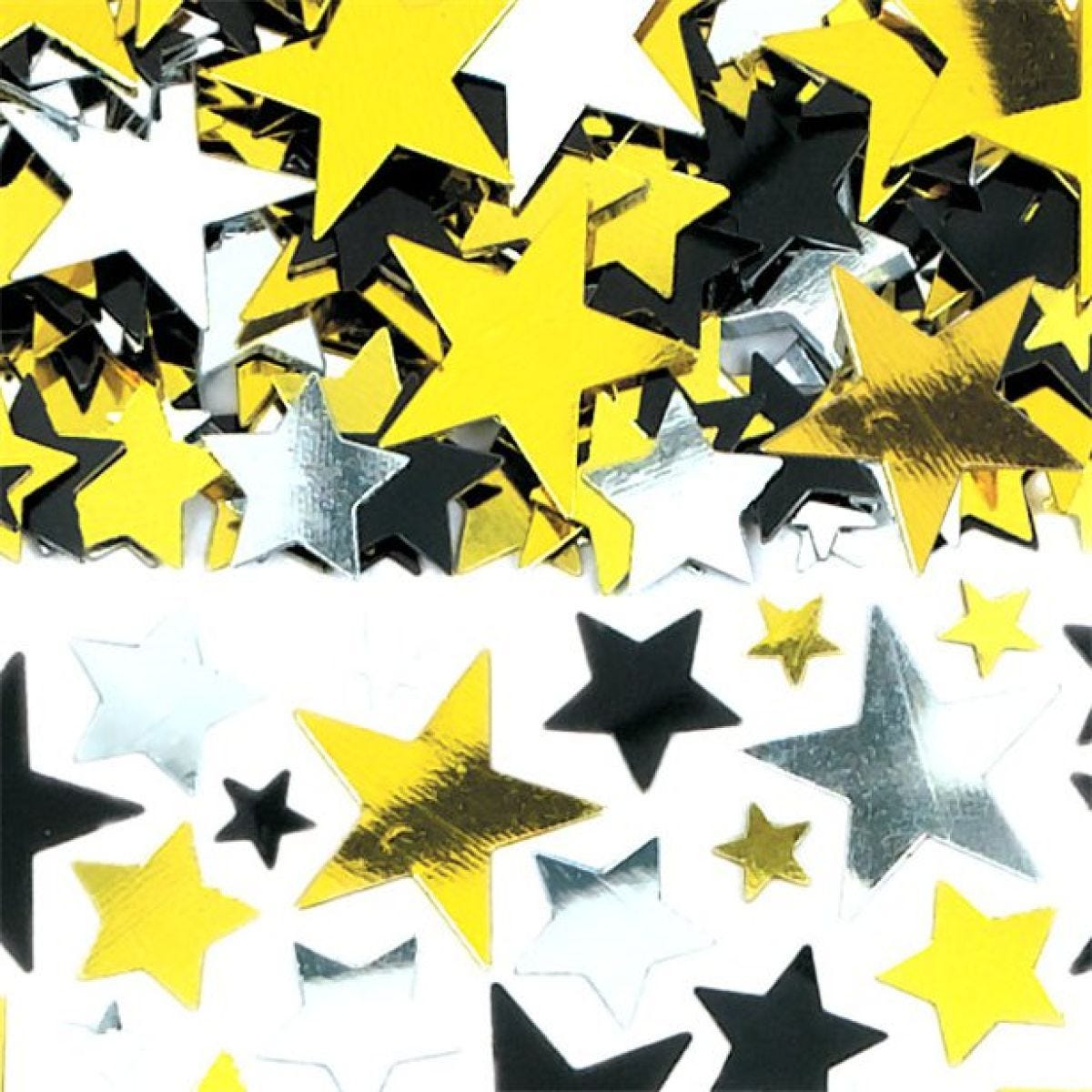 Black Silver & Gold Star Value Pack Confetti