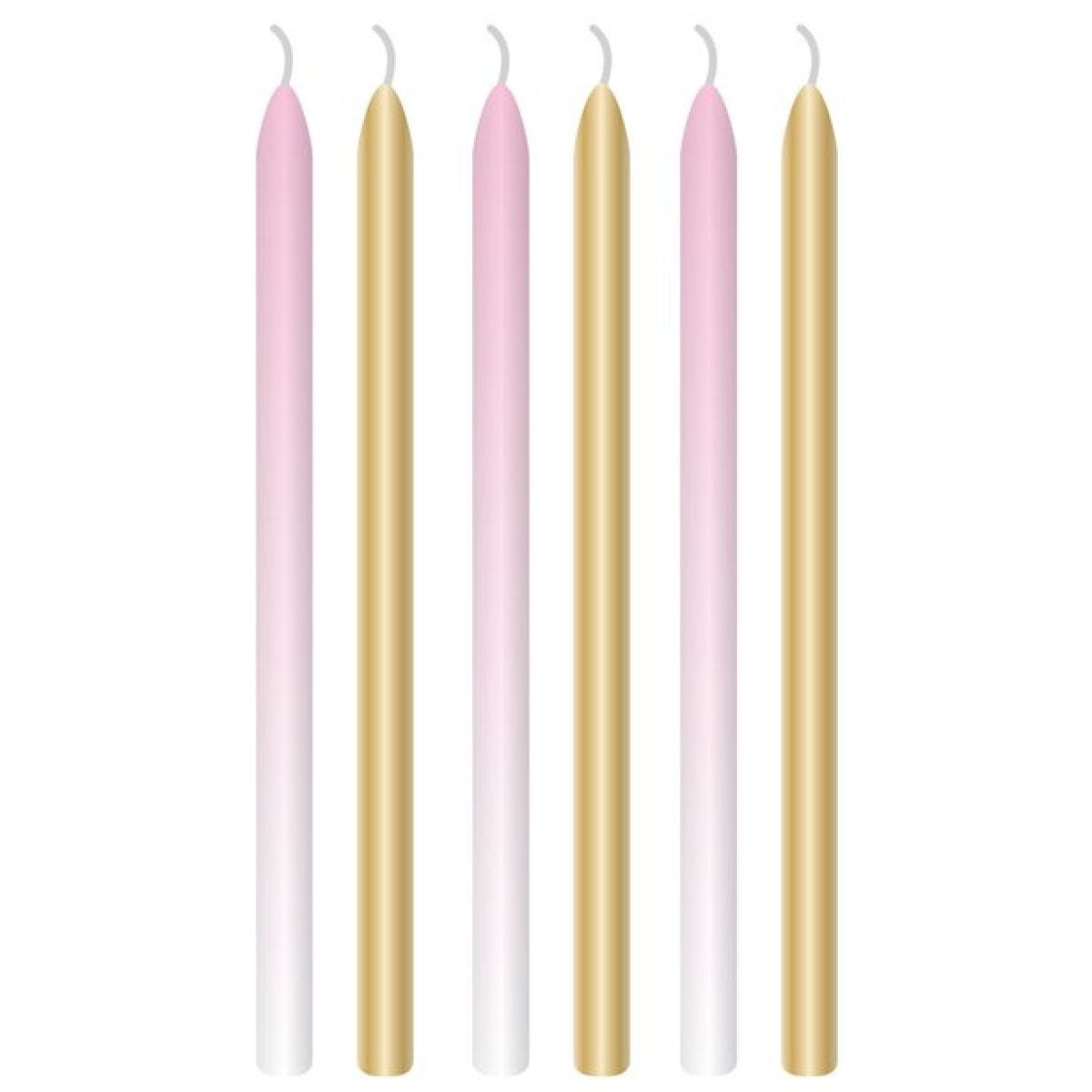 Pink & Gold Tall Candles - 13cm