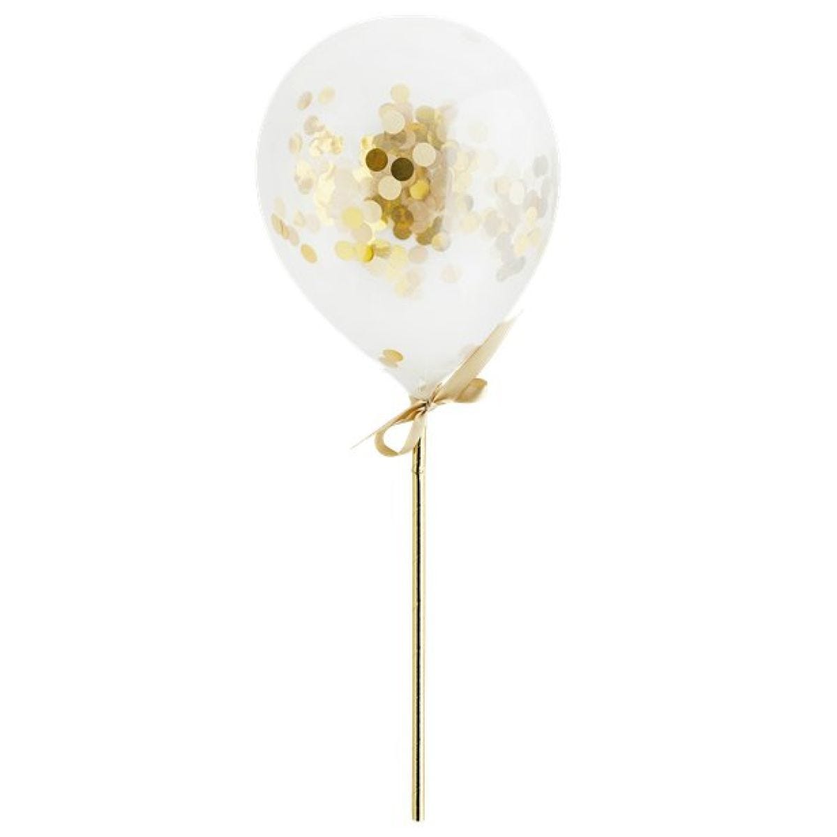 Gold Mini Confetti Balloon Wands - 5" Latex (5pk)