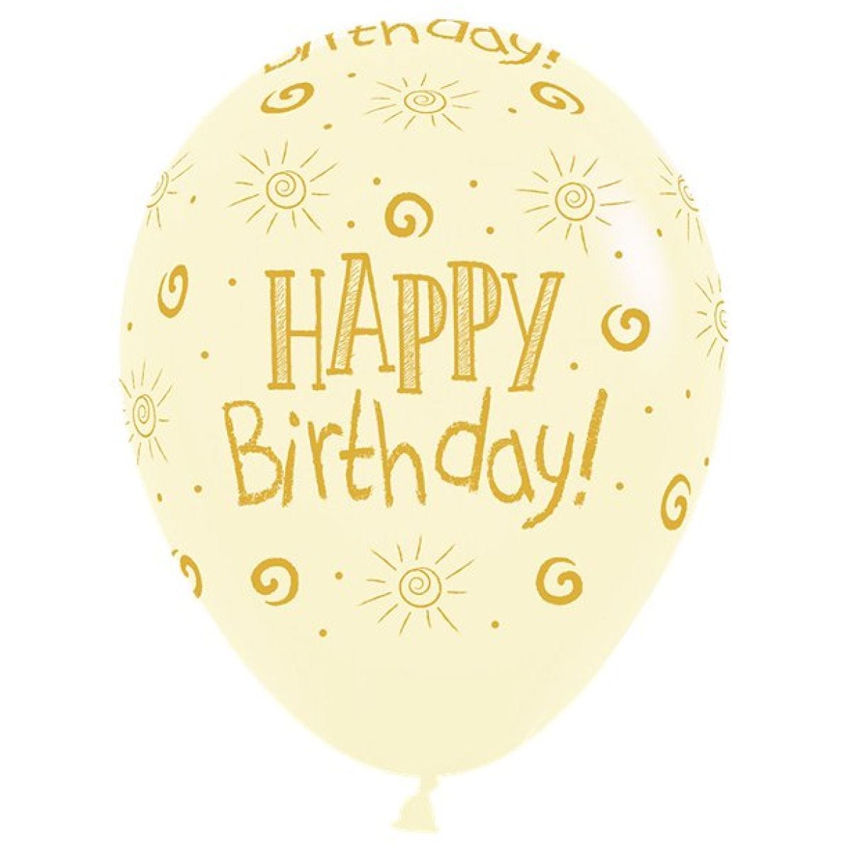 Happy Birthday Pastel Assorted Balloons - 12" Latex (25pk)