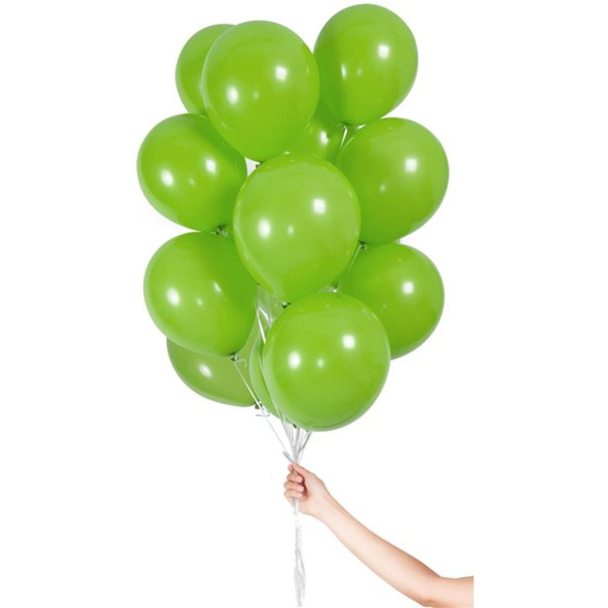 Green Balloons with Ribbon - 9" Latex