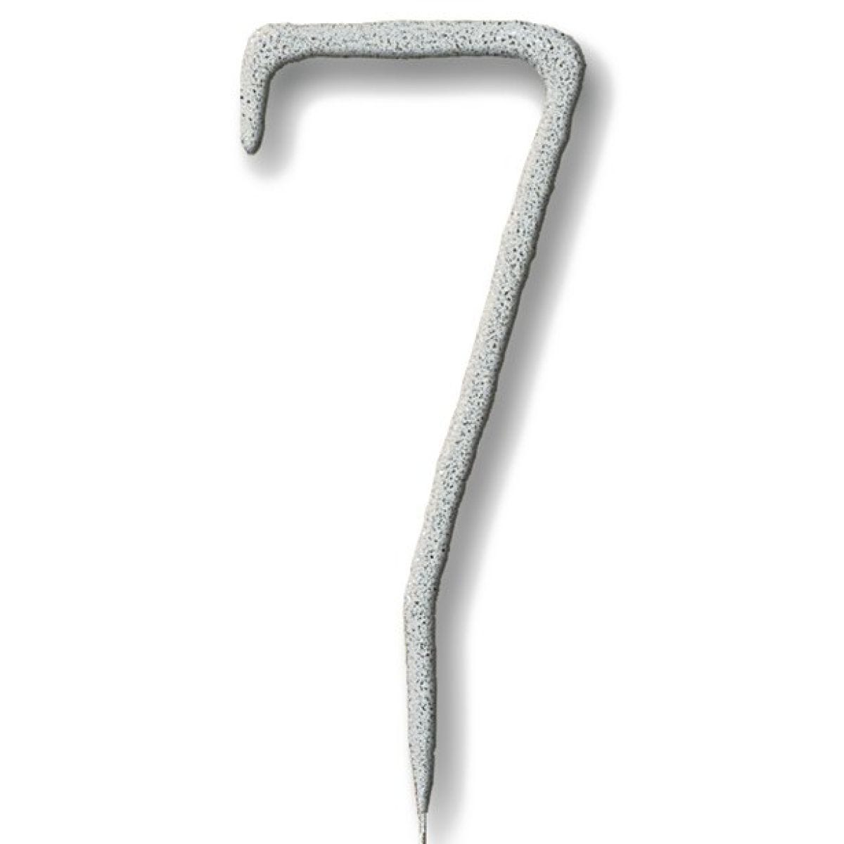 Silver Number 7 Sparkler Candle - 7"