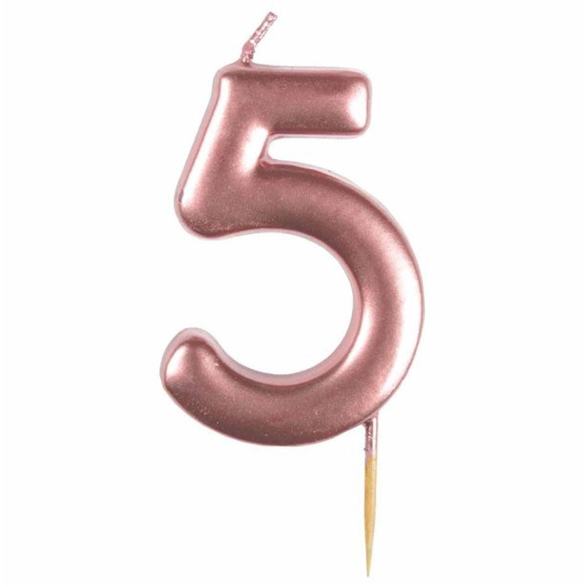 Number 5 Rose Gold Candle