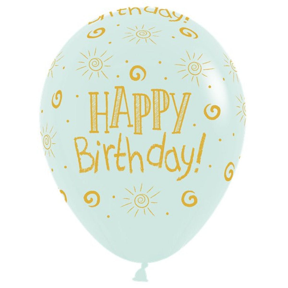 Happy Birthday Pastel Assorted Balloons - 12" Latex (25pk)