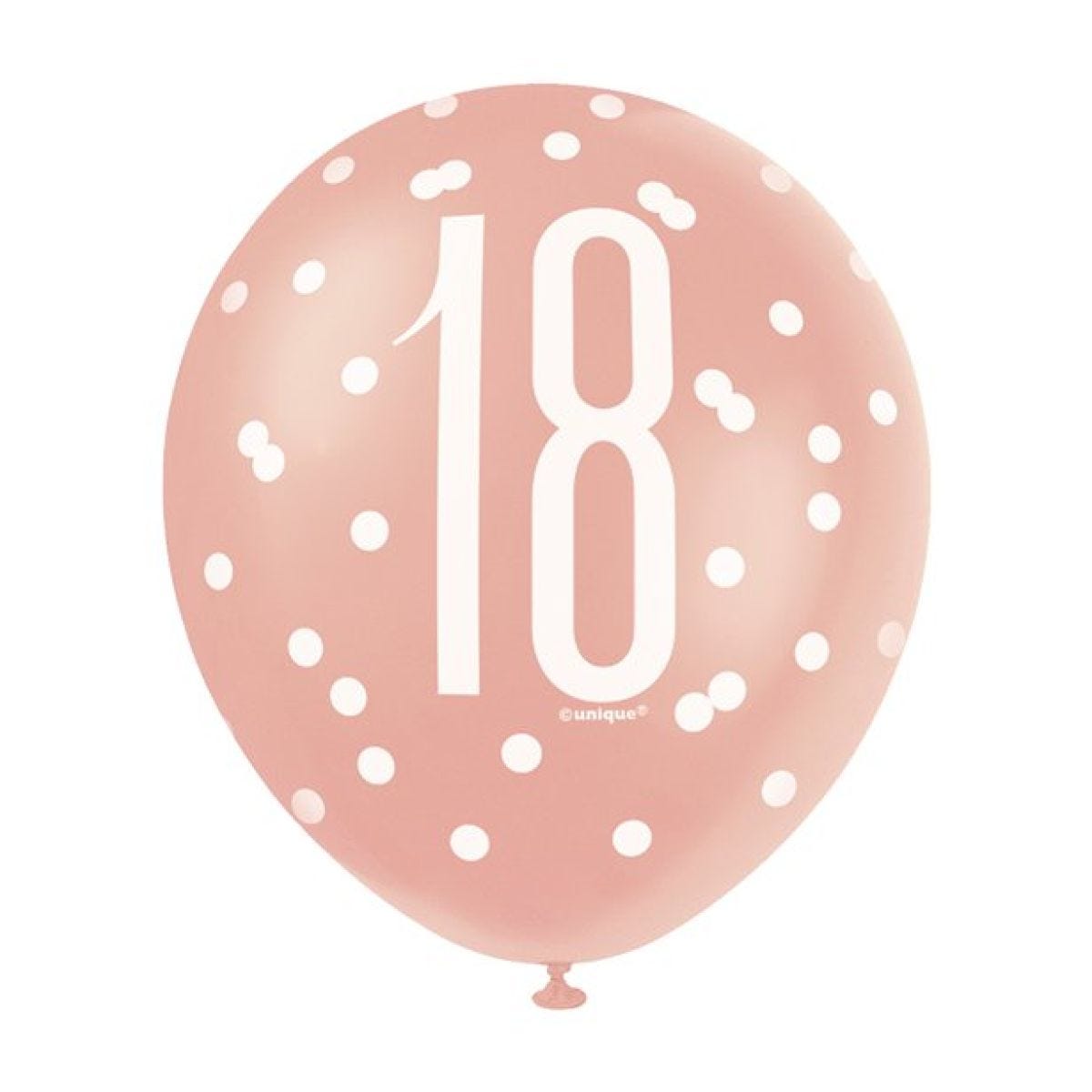 Rose Gold Glitz 18th Birthday Balloons - 12" Latex