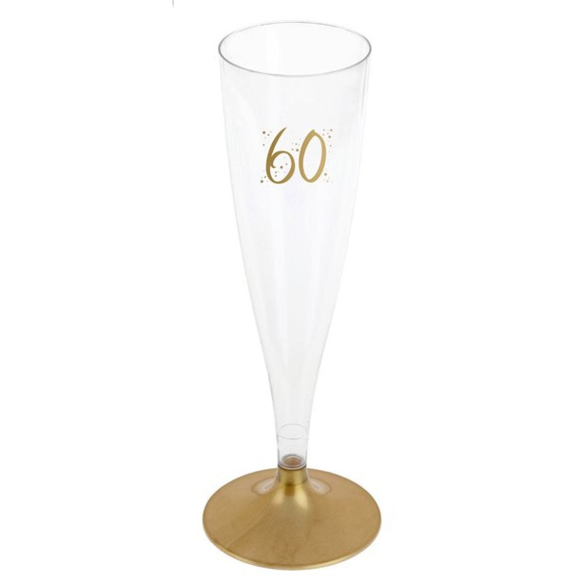 60th Gold Champagne Flutes - 140ml