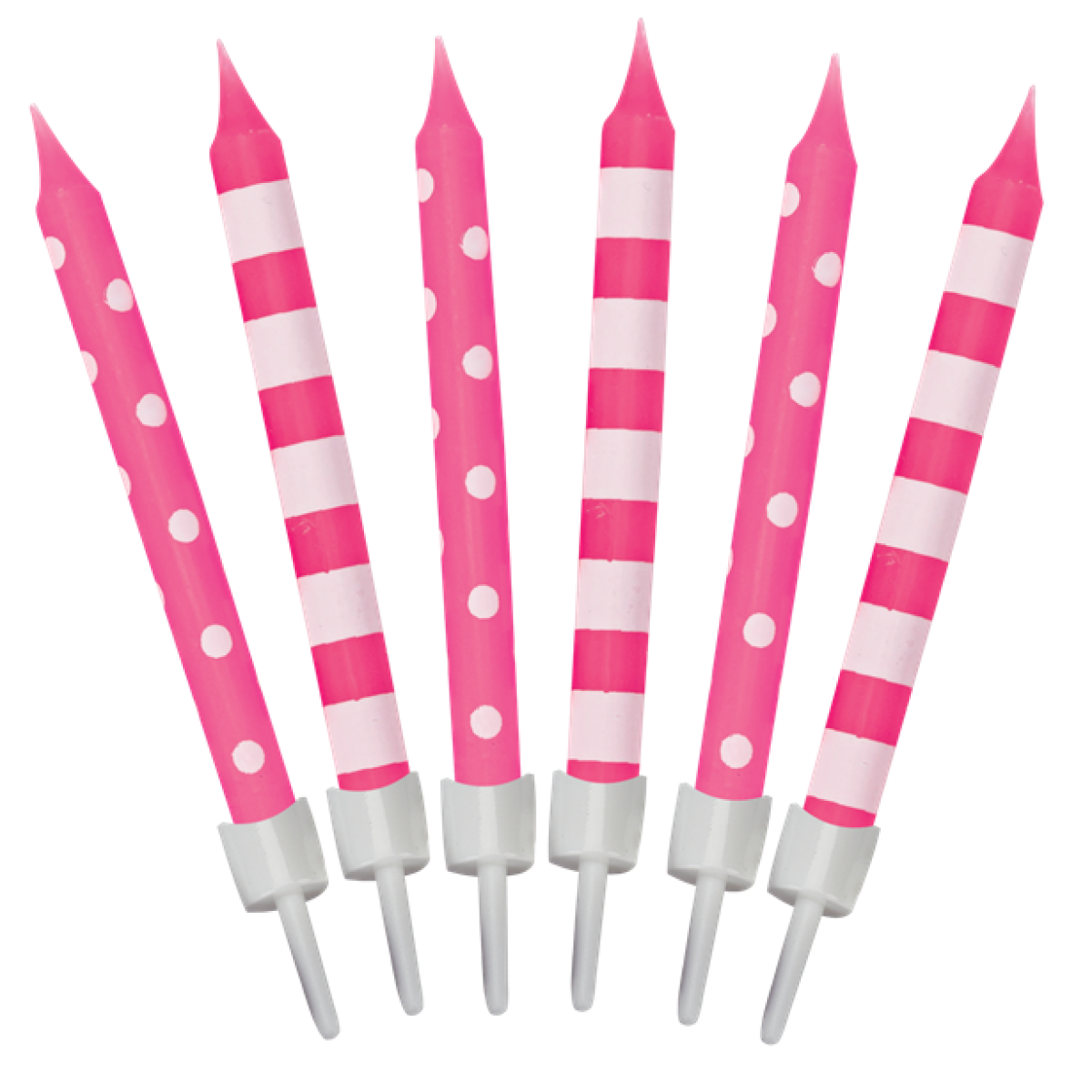 Pink Dots And Stripes Candles - 6cm