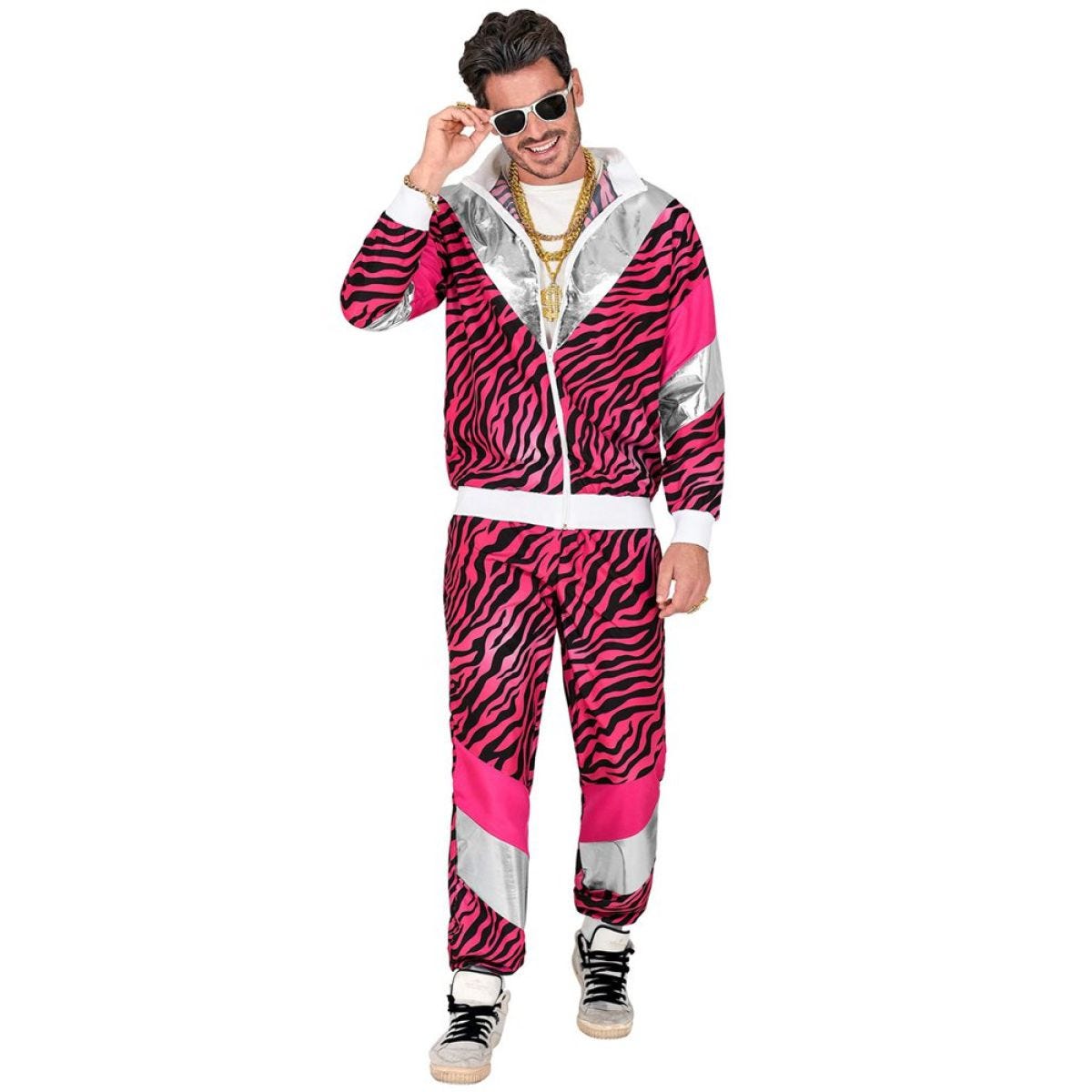 80&apos;s Pink Tiger Shell Suit - Adult Costume