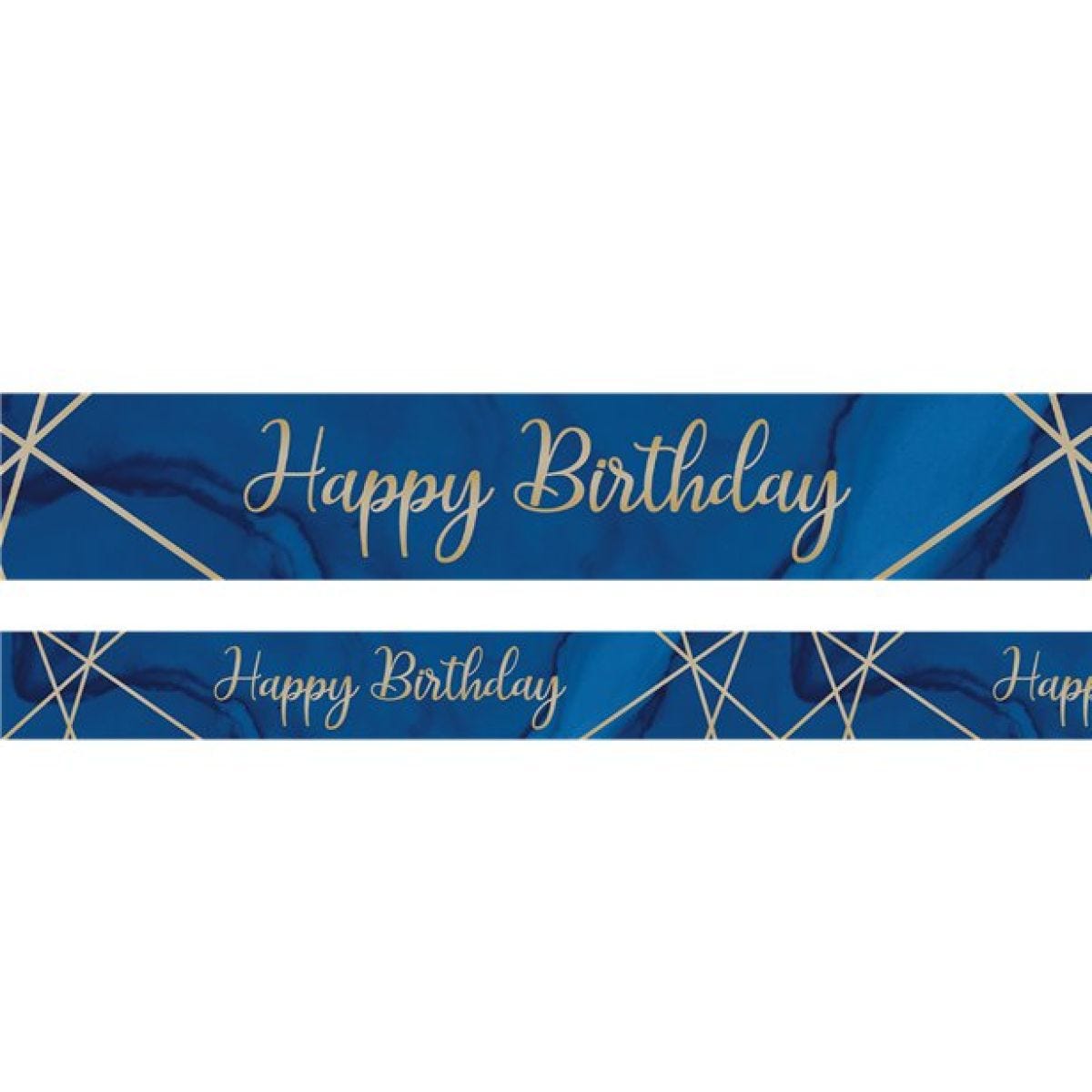 Navy & Gold Geode &apos;Happy Birthday&apos; Foil Banner - 2.74m