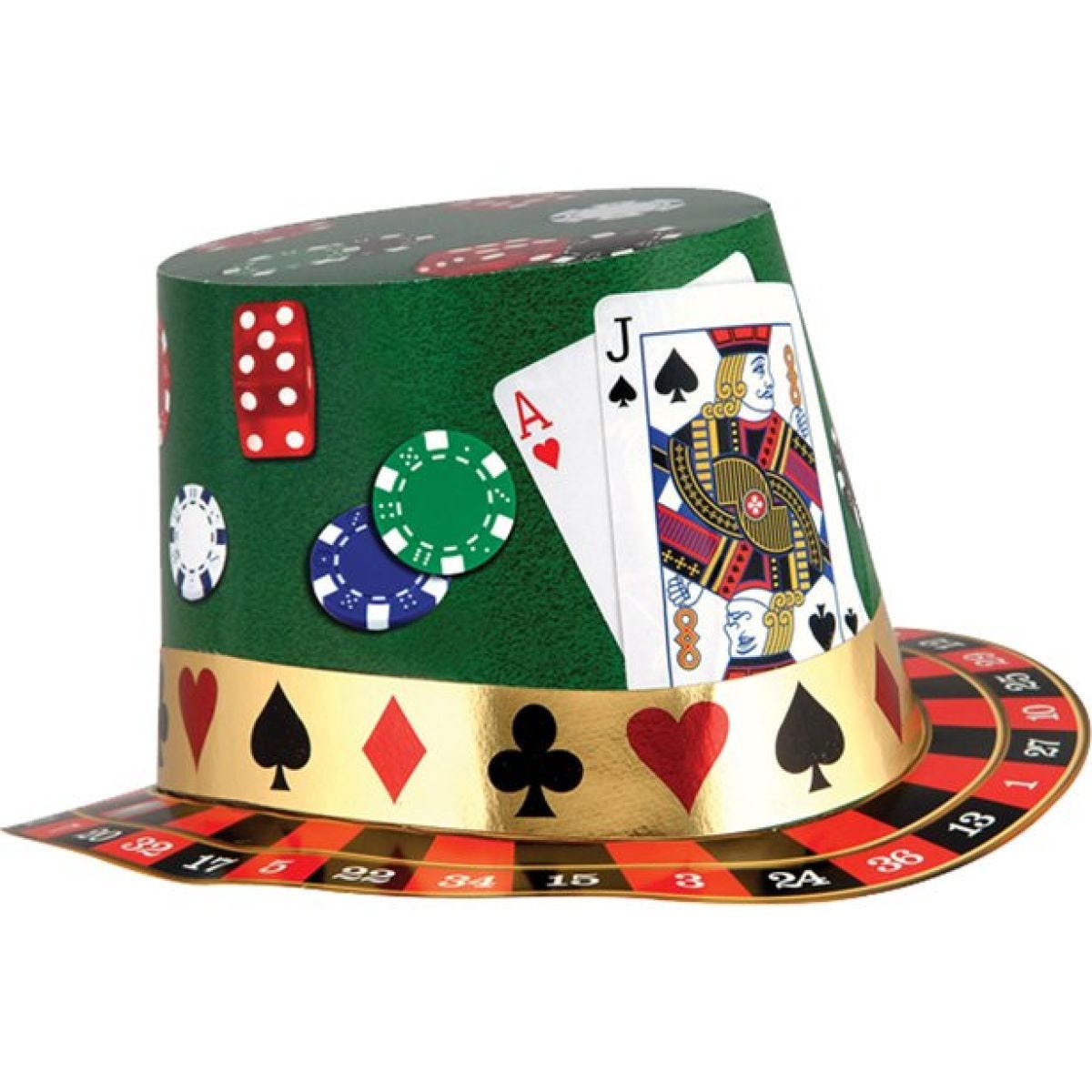 Casino Night Foil Card Hat