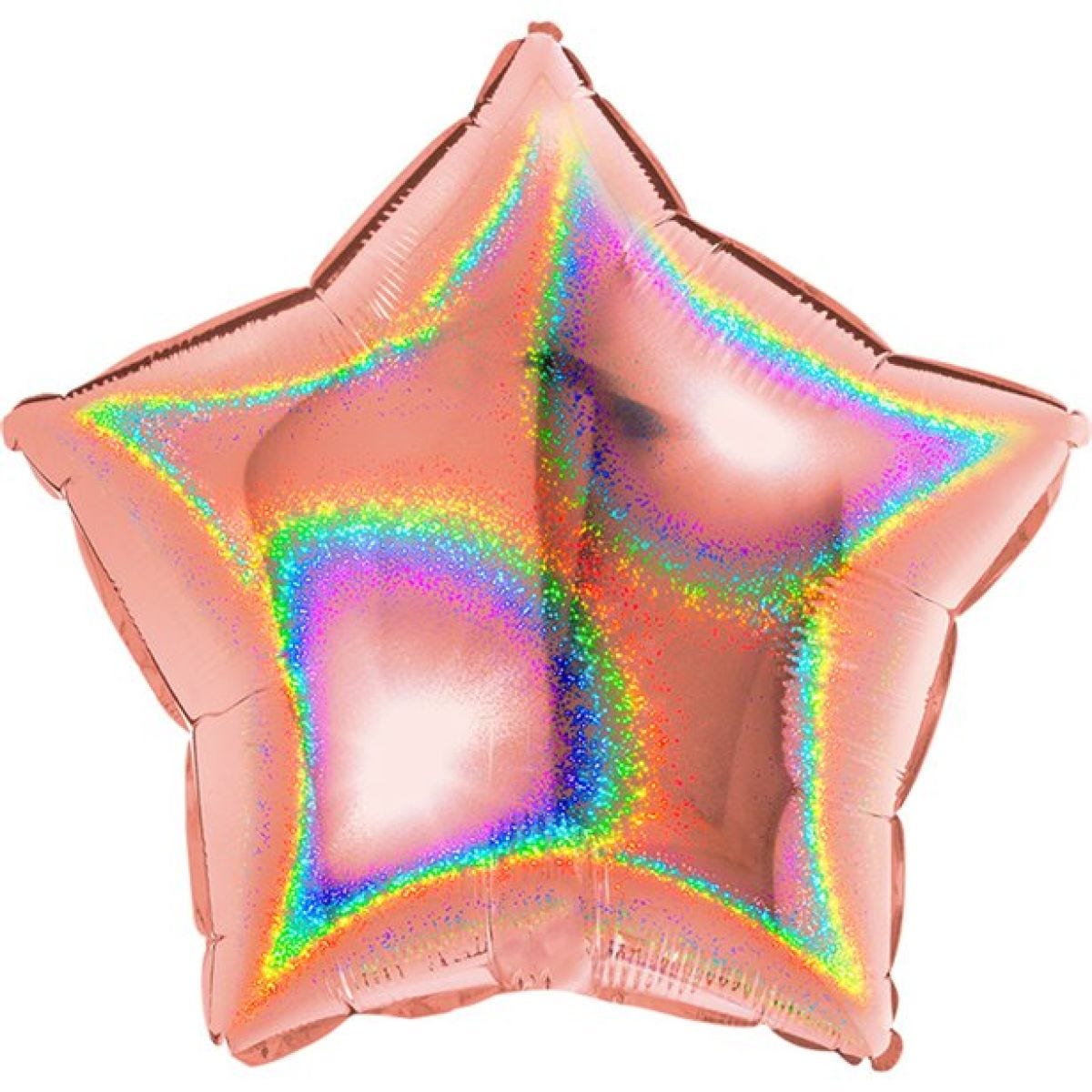 Rose Gold Holographic Star Balloon - 18&apos;&apos; Foil - unpackaged