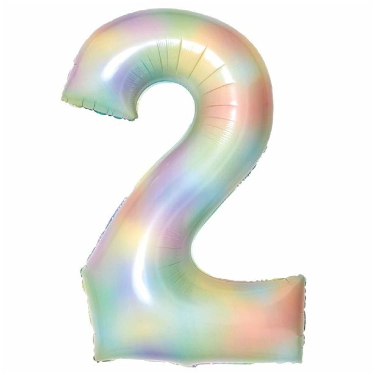 Number 2 Pastel Rainbow Foil Balloon - 34"