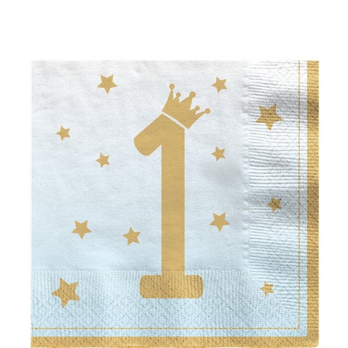 1st Birthday Blue Paper Napkins - 33cm