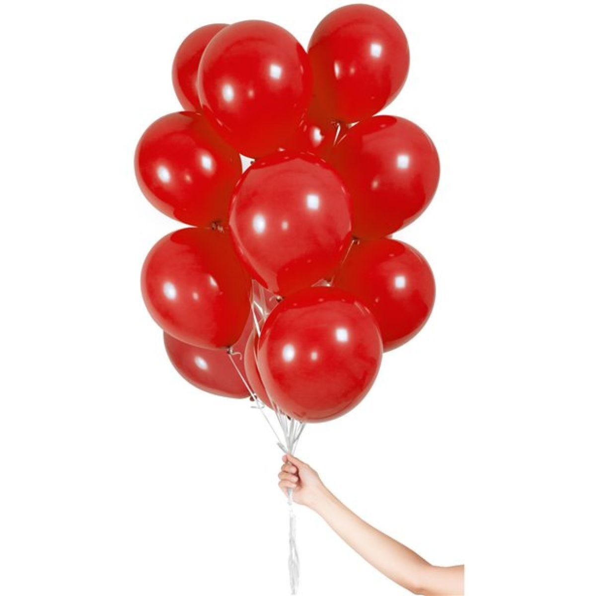 Red Balloons with Ribbon - 9" Latex
