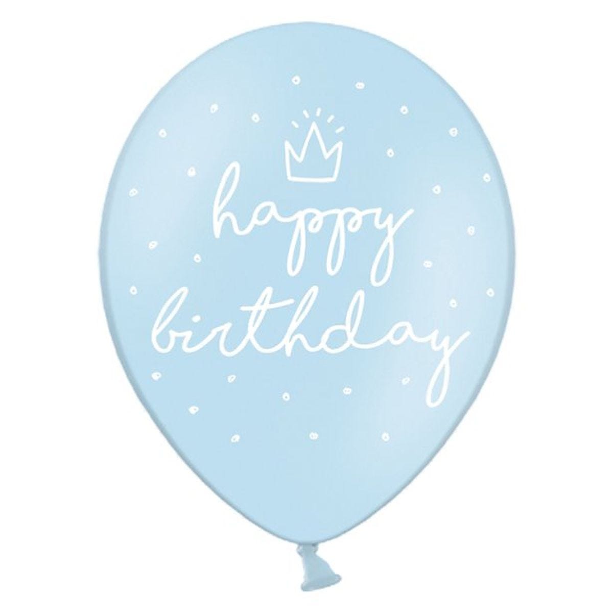 Pastel Blue Happy Birthday Latex Balloons - 12" (6pk)