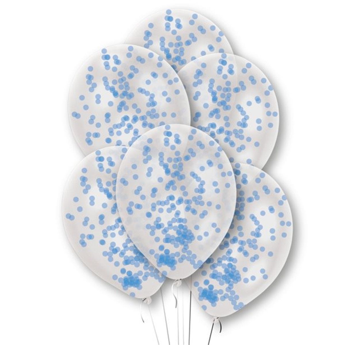 Blue Confetti Clear Latex Balloons - 11"