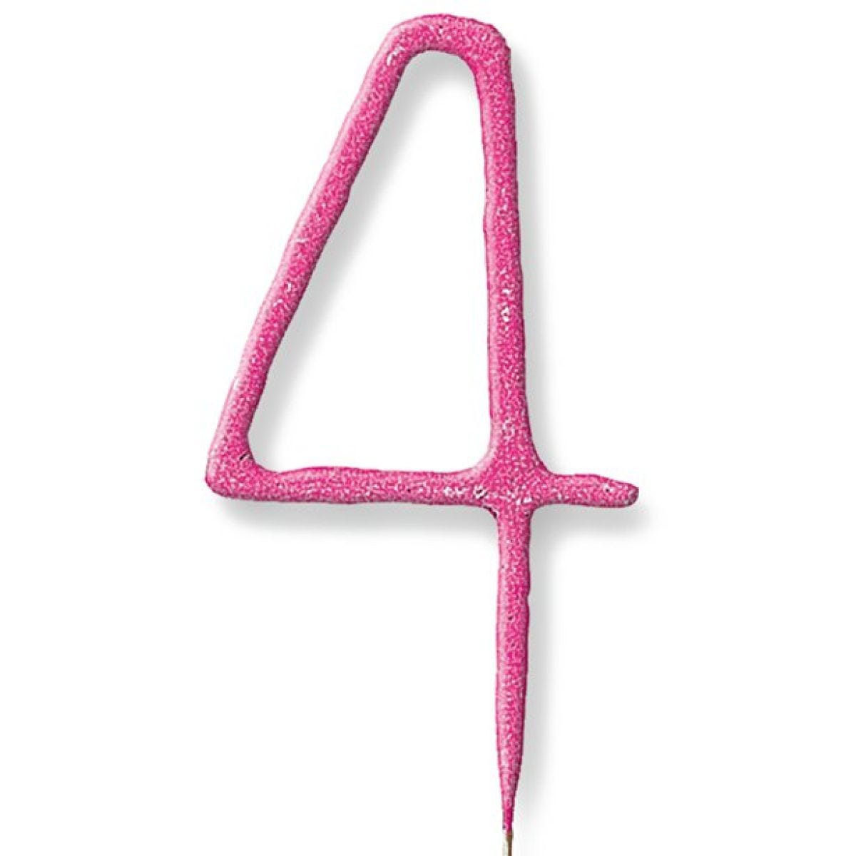 Pink Number 4 Sparkler Candle - 7"