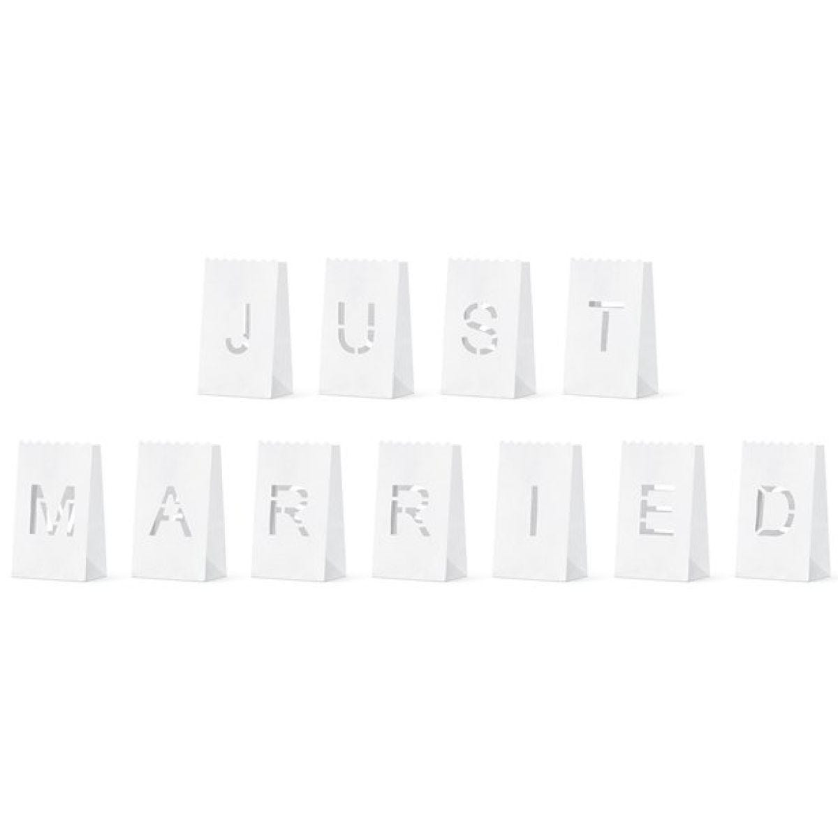 Just Married Lantern Candle Bags - 19cm (11pk)