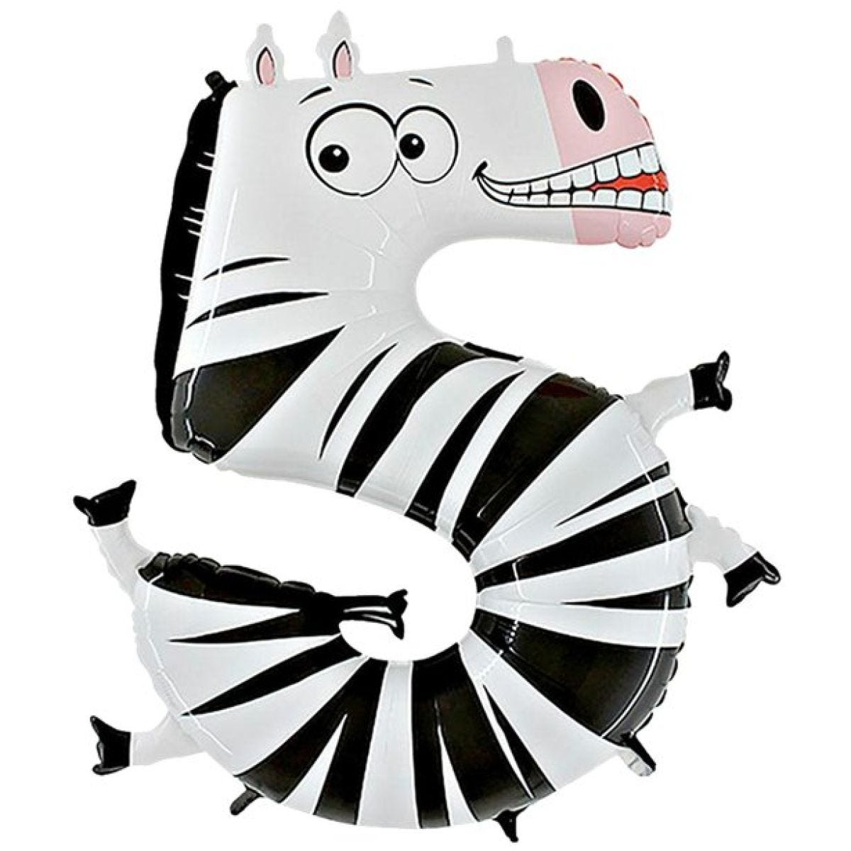 Zebra Number 5 Balloon - 40&apos;&apos; Animaloon Foil