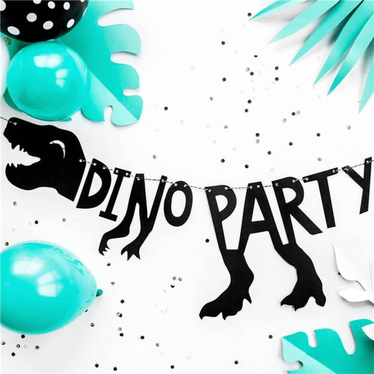 Dino Party Silhouette Paper Banner - 90cm