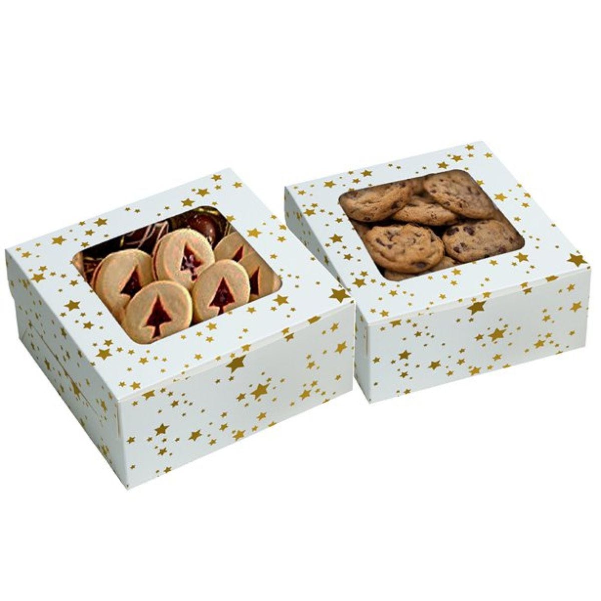 Gold Stars Square Treat Boxes - 16cm (2pk)