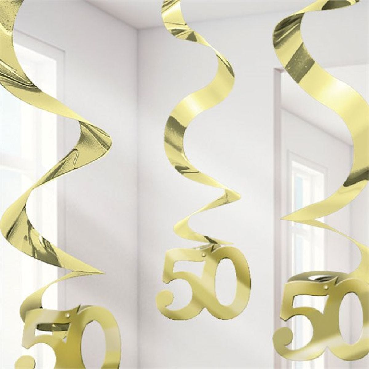 50th Gold Foil Hanging Swirls - 61cm