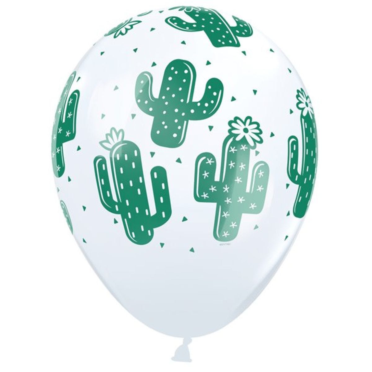 Cactus Balloons - White, Coral & Lime Green - 11" Latex (25pk)