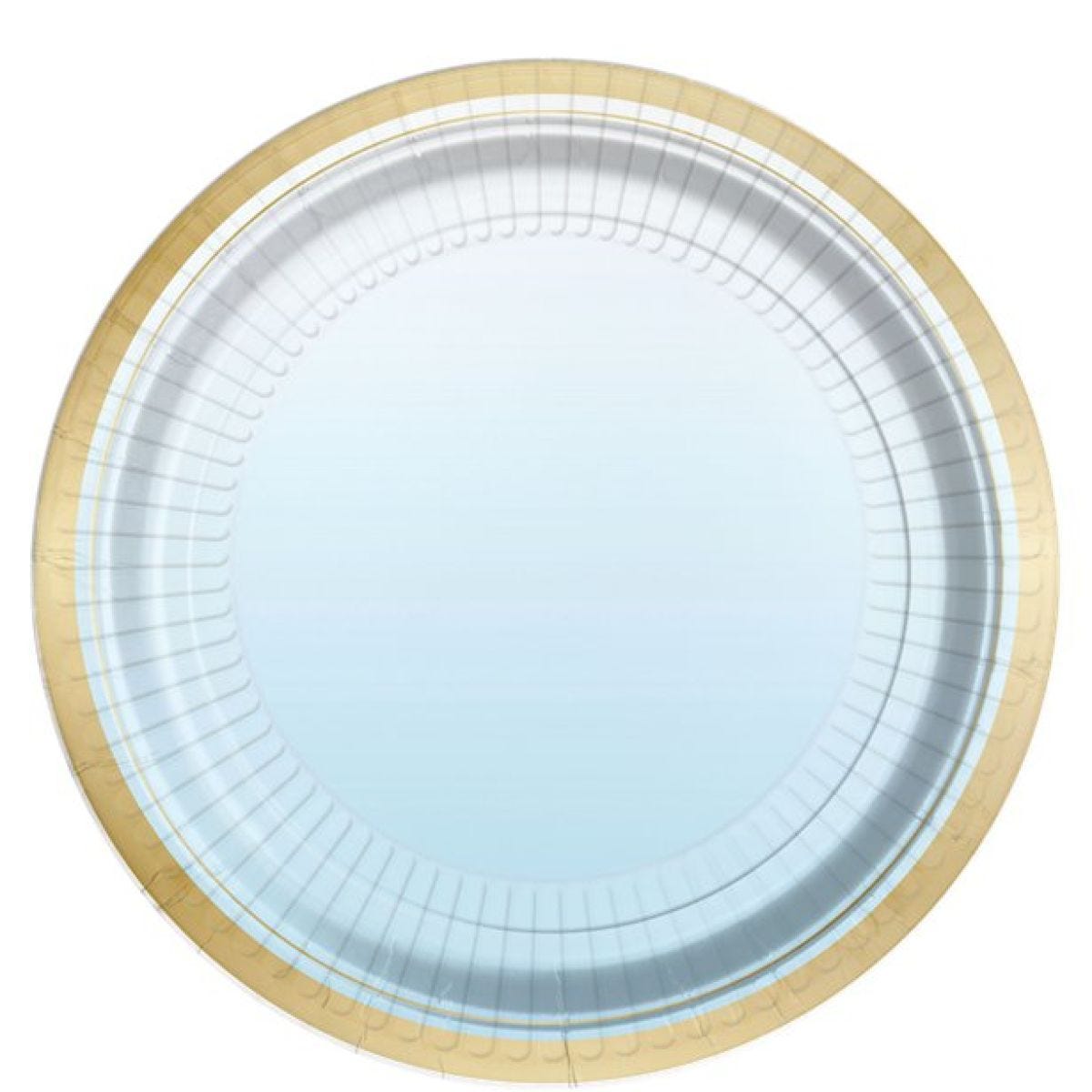 1st Birthday Blue Metallic Paper Plates - 23cm