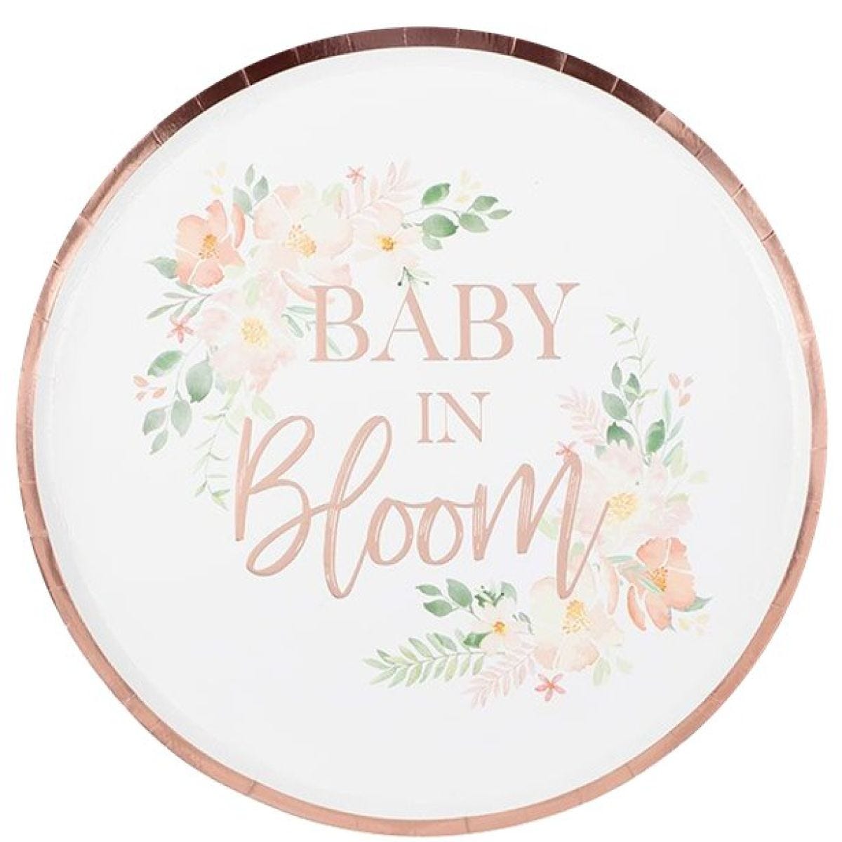 Baby In Bloom Floral Paper Plates - 23cm