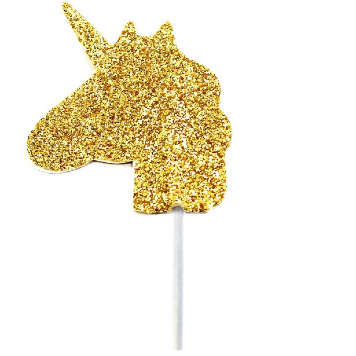 Unicorn Gold Glitter Cake Topper - 3.5cm (12pk)