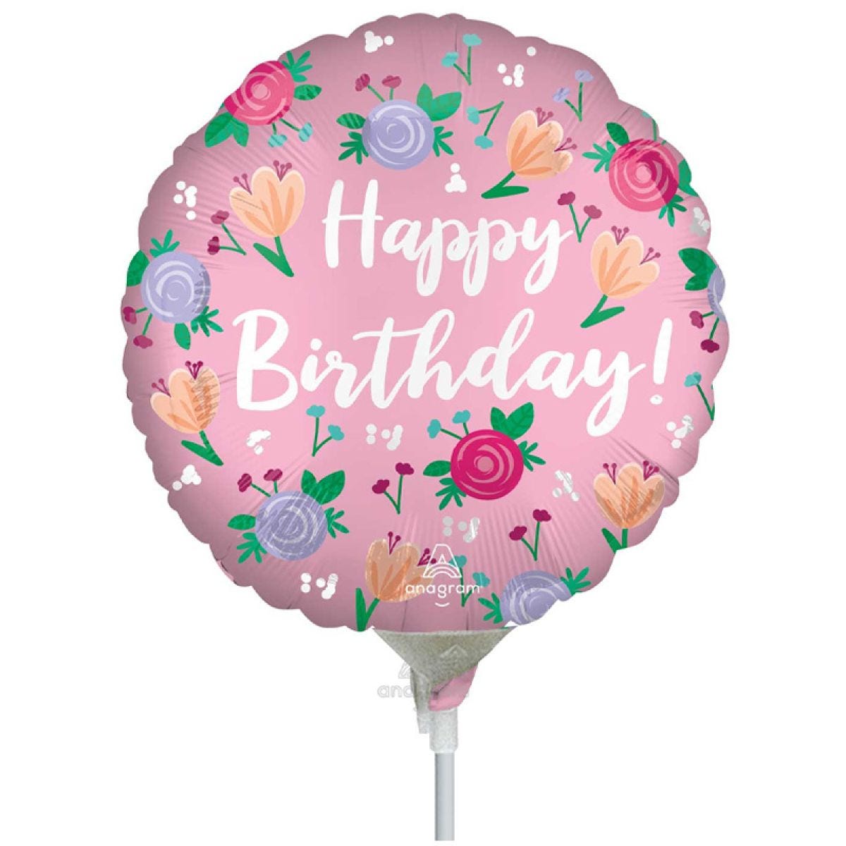 Happy Birthday Peony Mini Airfilled Balloon