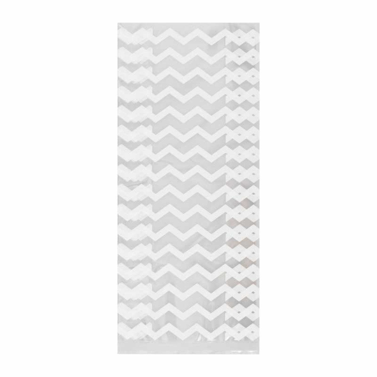 White Chevron Cellophane Party Bags - 24cm x 10cm (10pk)