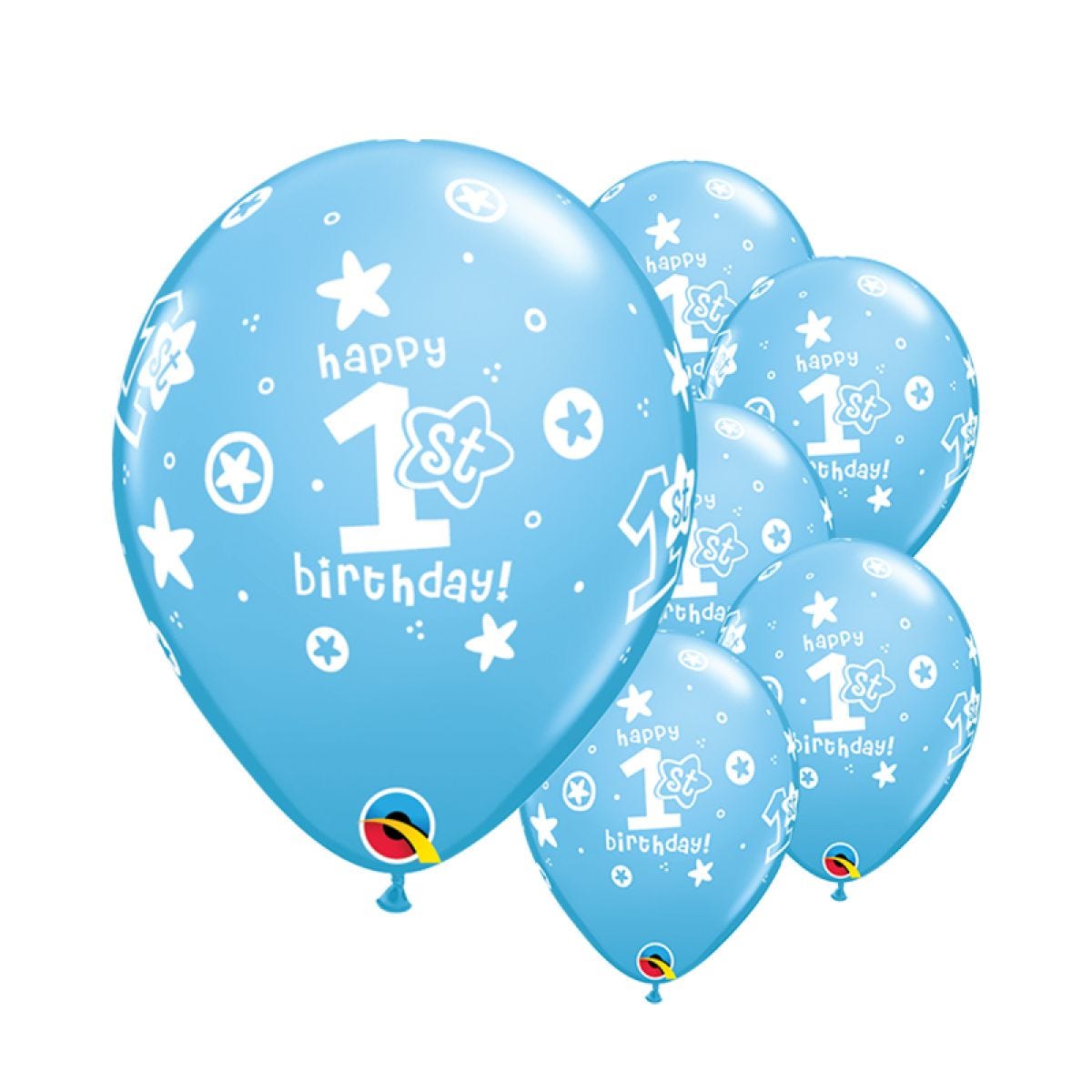 1st Birthday Boys Stars Blue Balloons - 11" Latex